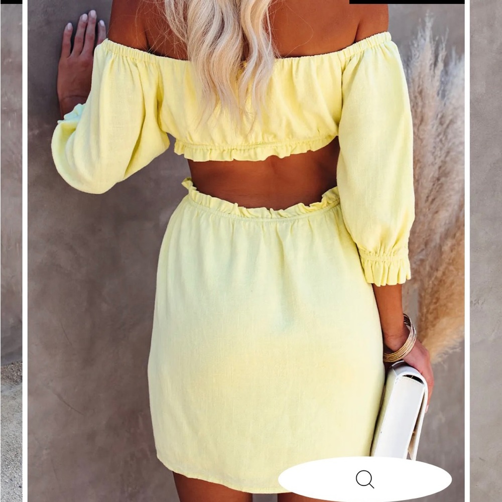 Bright Yellow Quarter Sleeve Dress w/ Open Back - NWOT - Picture 2 of 9